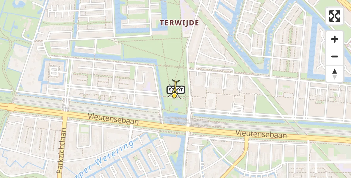 Routekaart van de vlucht: Lifeliner 1 naar Utrecht, Musicallaan