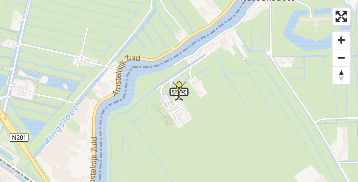 Routekaart van de vlucht: Lifeliner 1 naar Waverveen, Nessersluis