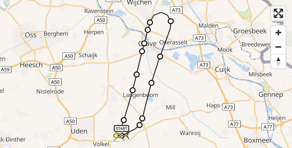 Routekaart van de vlucht: Lifeliner 3 naar Vliegbasis Volkel, Trentse Bossen