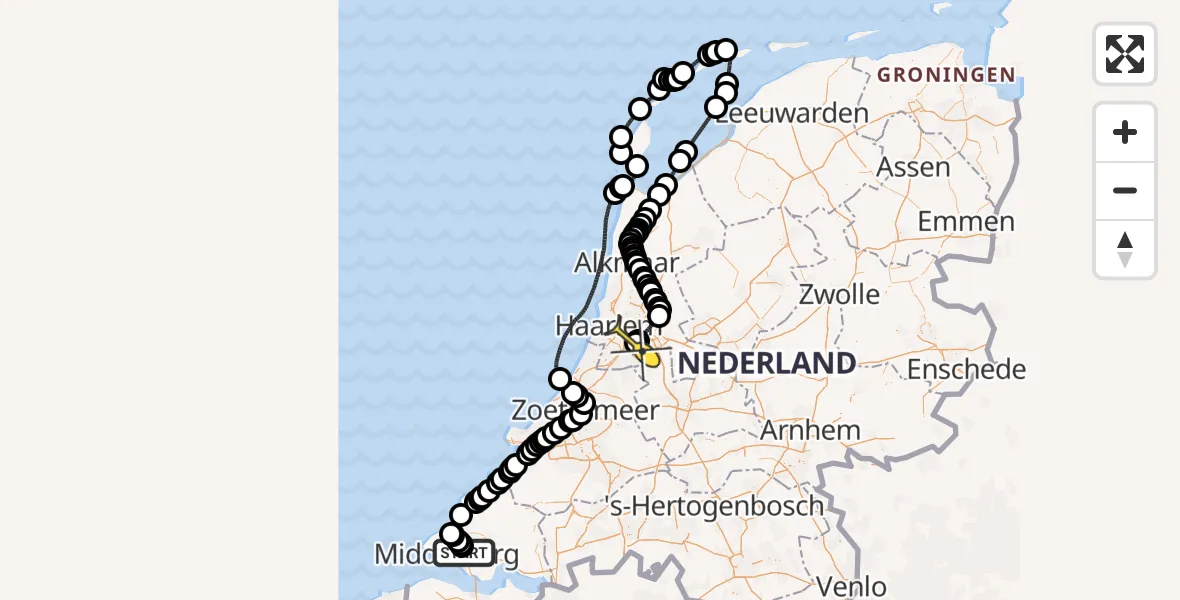 Routekaart van de vlucht: Politieheli naar Schiphol, Schenge