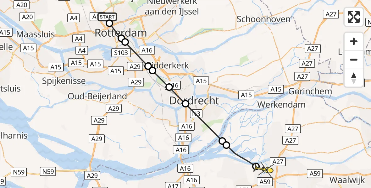 Routekaart van de vlucht: Lifeliner 2 naar Geertruidenberg, Terletpad