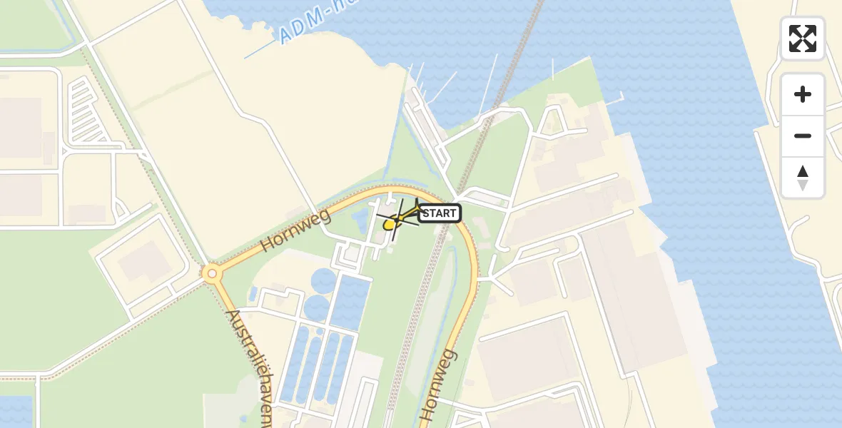 Routekaart van de vlucht: Lifeliner 1 naar Amsterdam Heliport, Hornweg