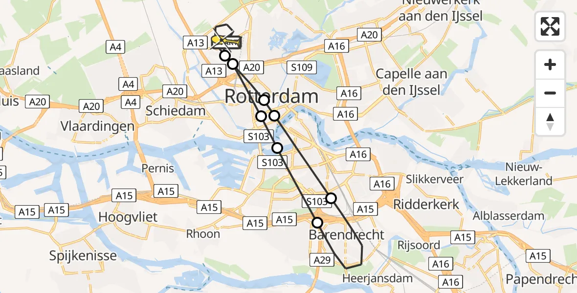Routekaart van de vlucht: Lifeliner 2 naar Rotterdam The Hague Airport, Terletpad