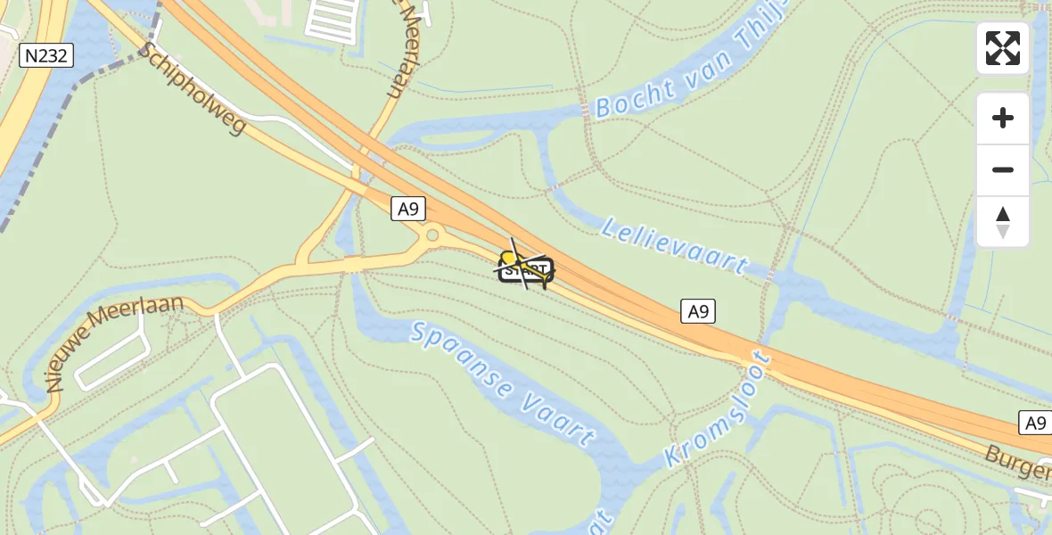 Routekaart van de vlucht: Lifeliner 1 naar Amstelveen, Burgemeester van Sonweg