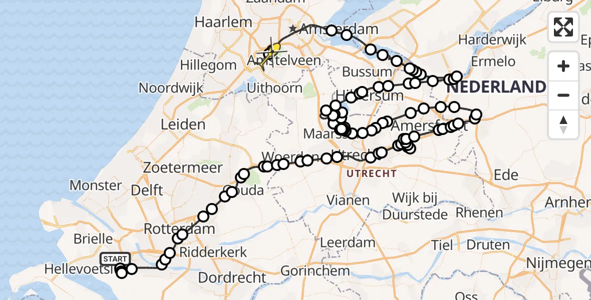 Routekaart van de vlucht: Politiehelikopter naar Schiphol, Molendijk