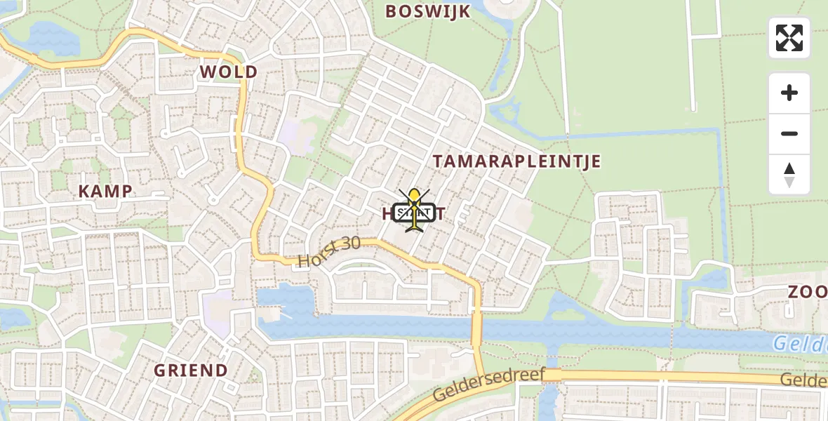 Routekaart van de vlucht: Lifeliner 1 naar Lelystad, Horst