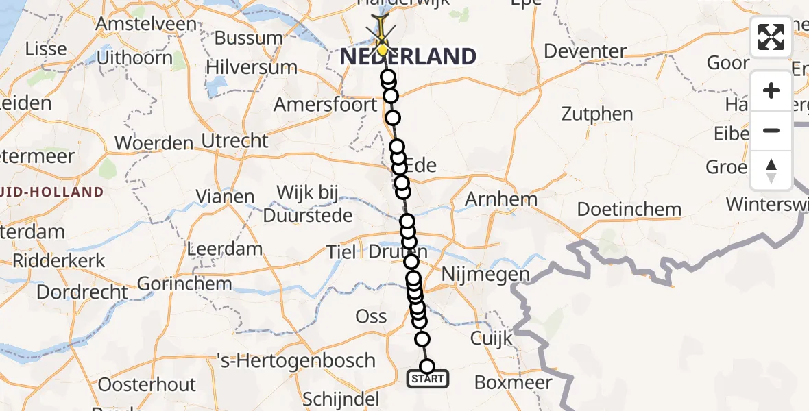 Routekaart van de vlucht: Lifeliner 3 naar Putten, Millsebaan