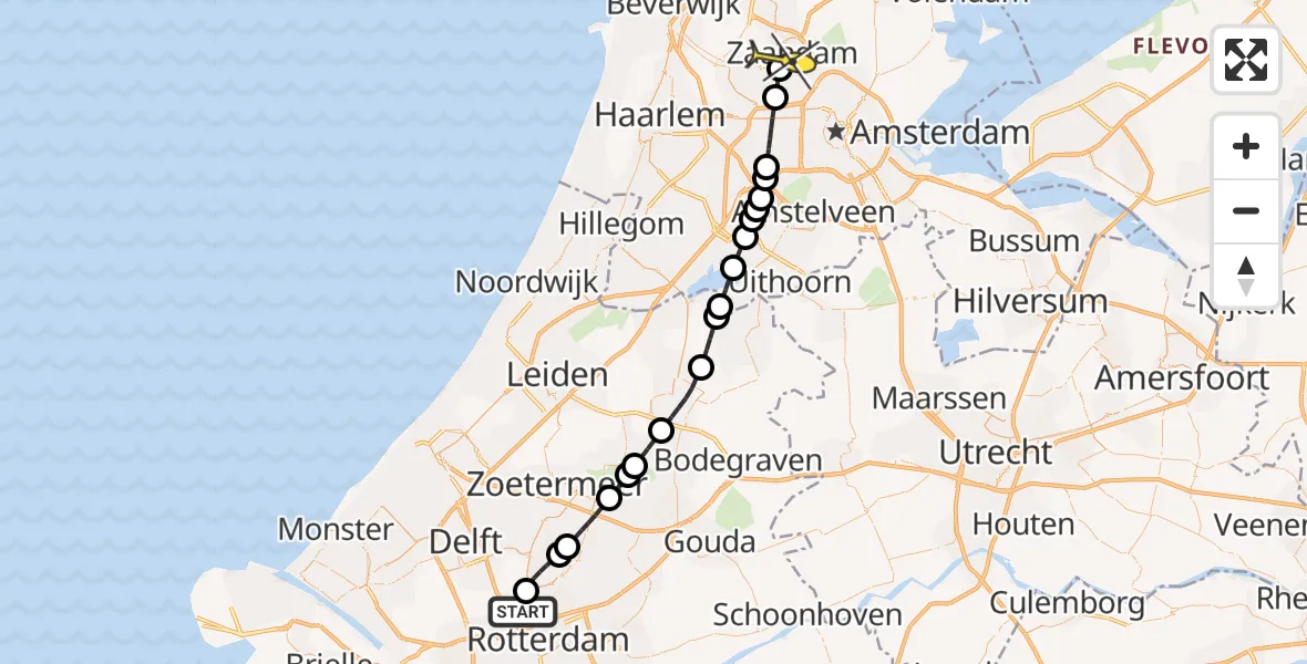 Routekaart van de vlucht: Lifeliner 2 naar Zaandam, Oude Bovendijk