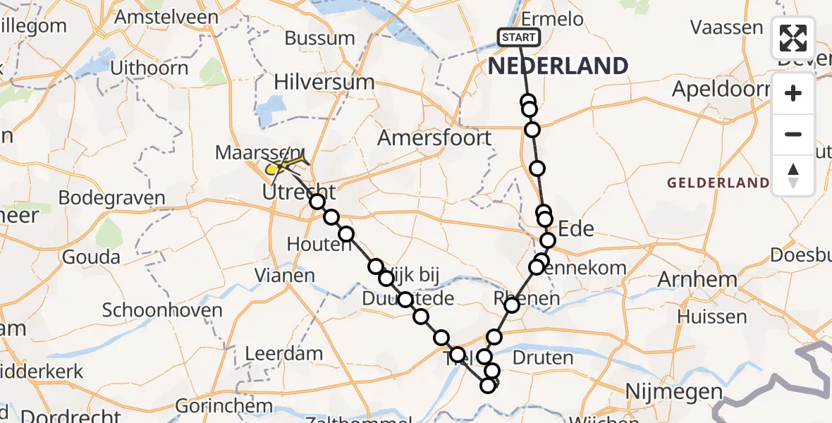 Routekaart van de vlucht: Lifeliner 3 naar Utrecht, Kuiterweg