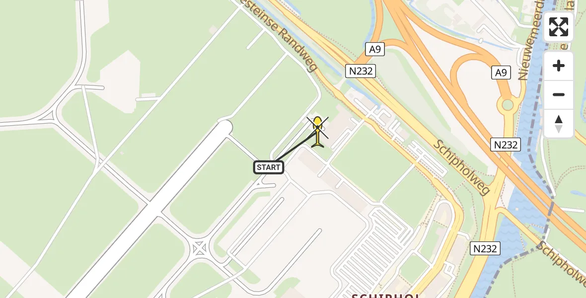 Vluchtroute Politiehelikopter van Schiphol naar Schiphol
