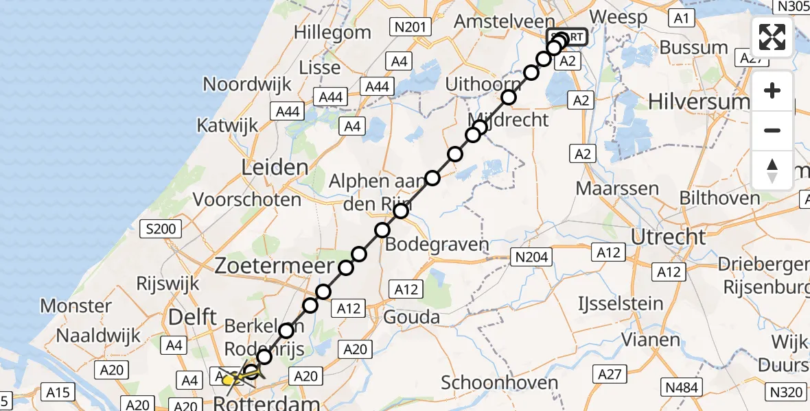 Routekaart van de vlucht: Lifeliner 2 naar Rotterdam The Hague Airport, Amsterdam-Zuidoost