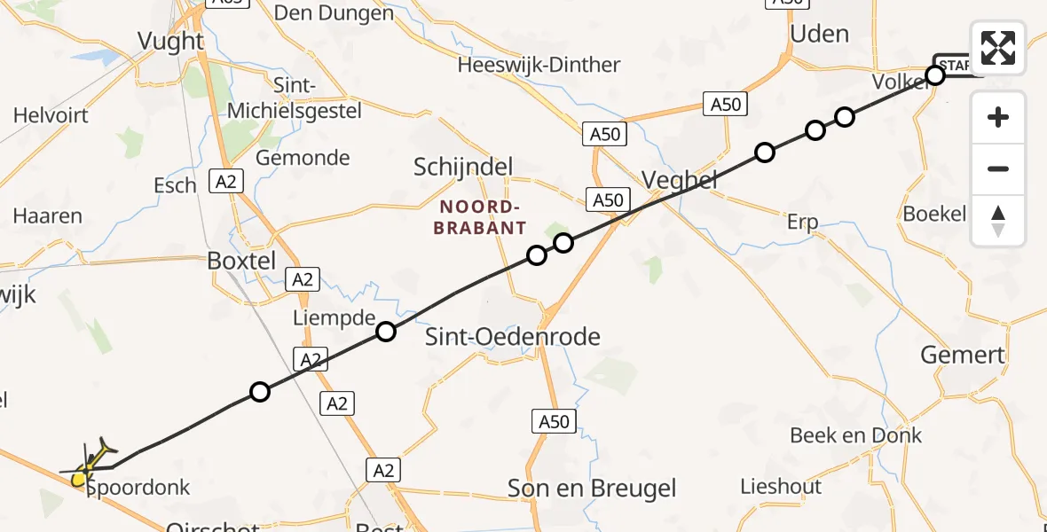 Routekaart van de vlucht: Lifeliner 3 naar Oirschot, Maaymanseweg