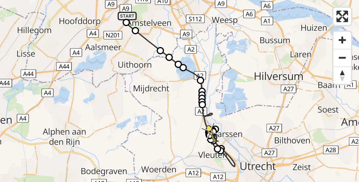 Routekaart van de vlucht: Politieheli naar Maarssen, Mr. Jac. Takkade