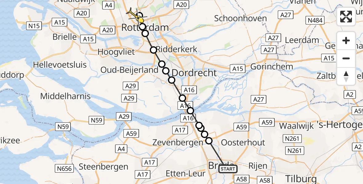 Routekaart van de vlucht: Lifeliner 2 naar Rotterdam The Hague Airport, Nassausingel
