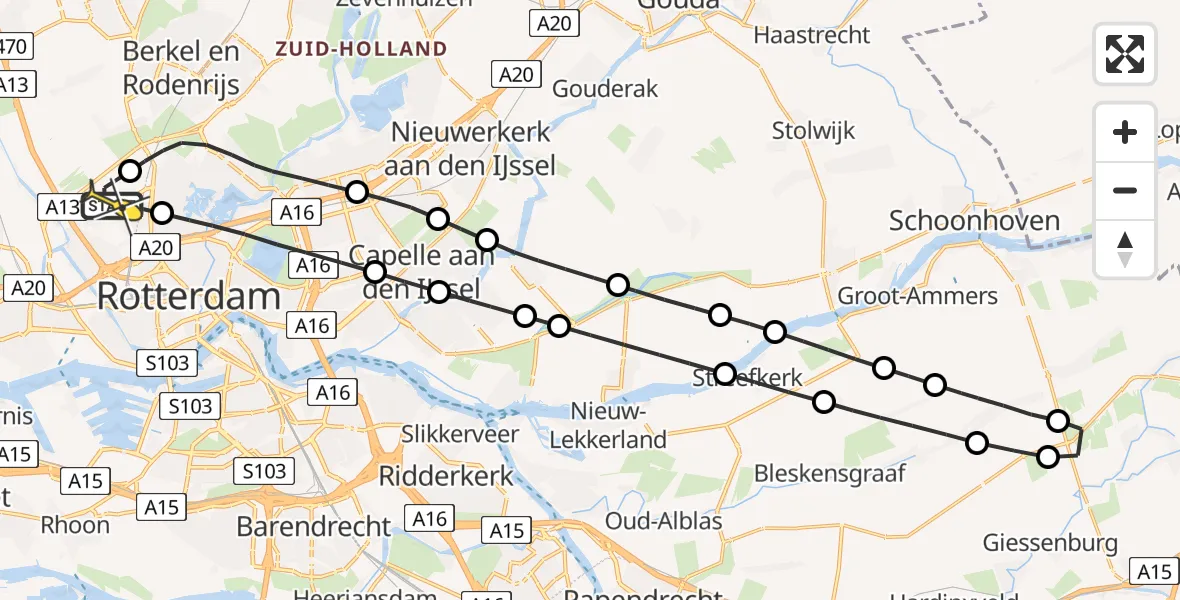Routekaart van de vlucht: Lifeliner 2 naar Rotterdam The Hague Airport, P10