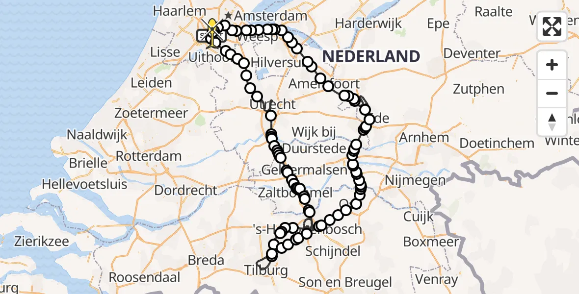 Routekaart van de vlucht: Politieheli naar Schiphol, Hatostraat