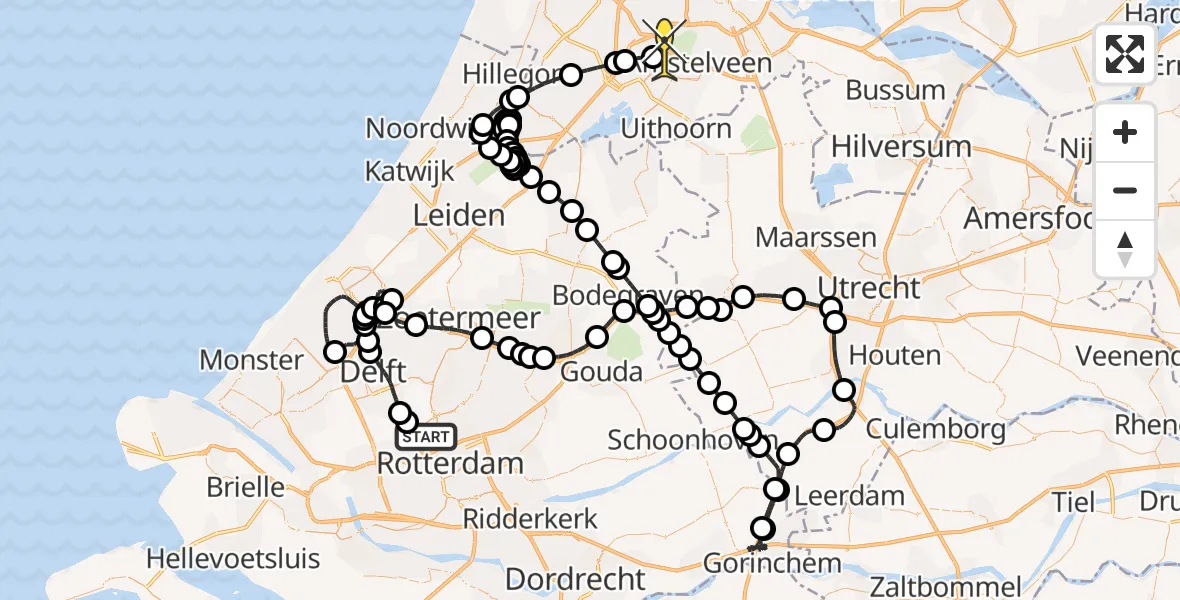 Routekaart van de vlucht: Politieheli naar Schiphol, Thermiekstraat