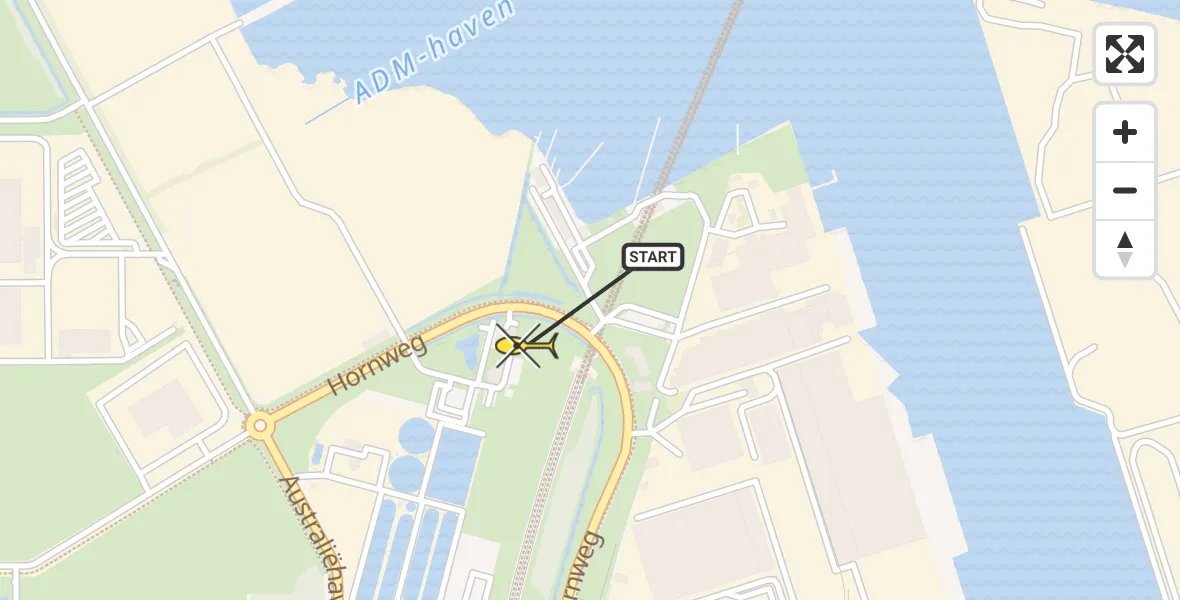 Routekaart van de vlucht: Lifeliner 1 naar Amsterdam Heliport, Hornweg