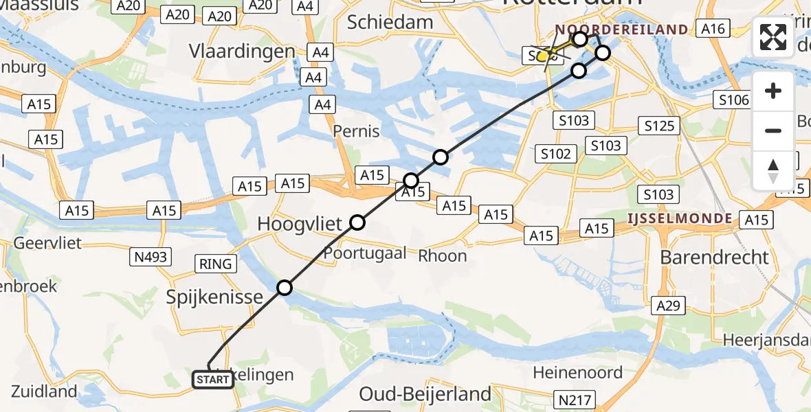 Routekaart van de vlucht: Lifeliner 2 naar Erasmus MC, Appelgaard