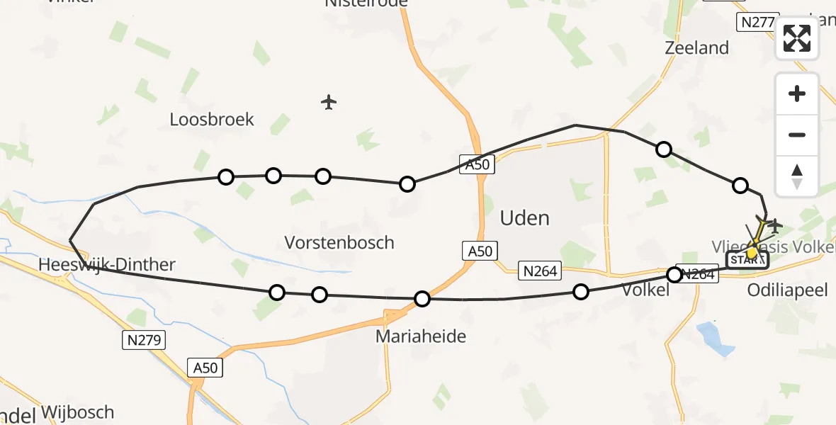 Routekaart van de vlucht: Lifeliner 3 naar Vliegbasis Volkel, Rondweg Volkel