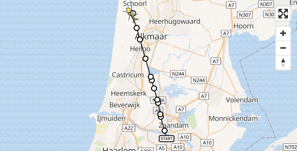 Routekaart van de vlucht: Lifeliner 1 naar Bergen, Kanaalkade