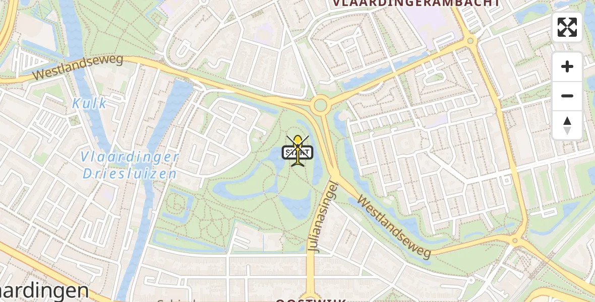 Routekaart van de vlucht: Lifeliner 2 naar Vlaardingen, Van Linden van den Heuvellweg