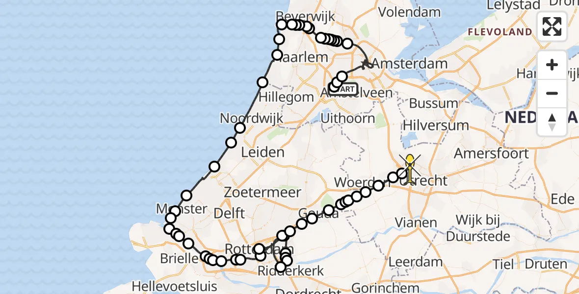 Routekaart van de vlucht: Politieheli naar Utrecht, Goede Ree
