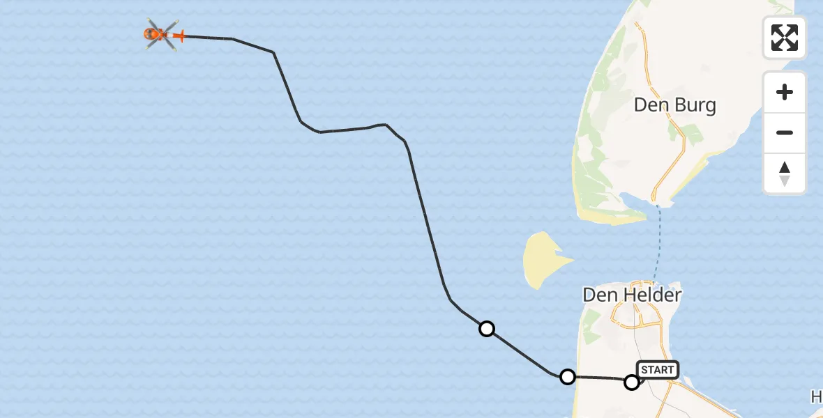 Vluchtroute Kustwachthelikopter Vliegveld De Kooy - , 09 november 2025, 09:20