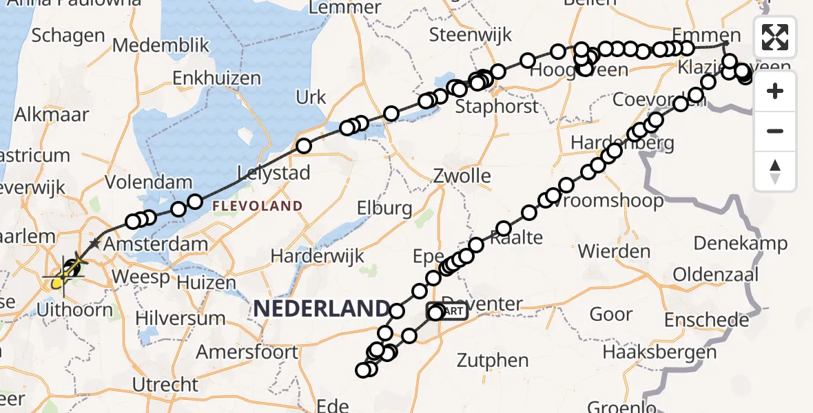 Routekaart van de vlucht: Politiehelikopter naar Schiphol, Ganzevlesweg