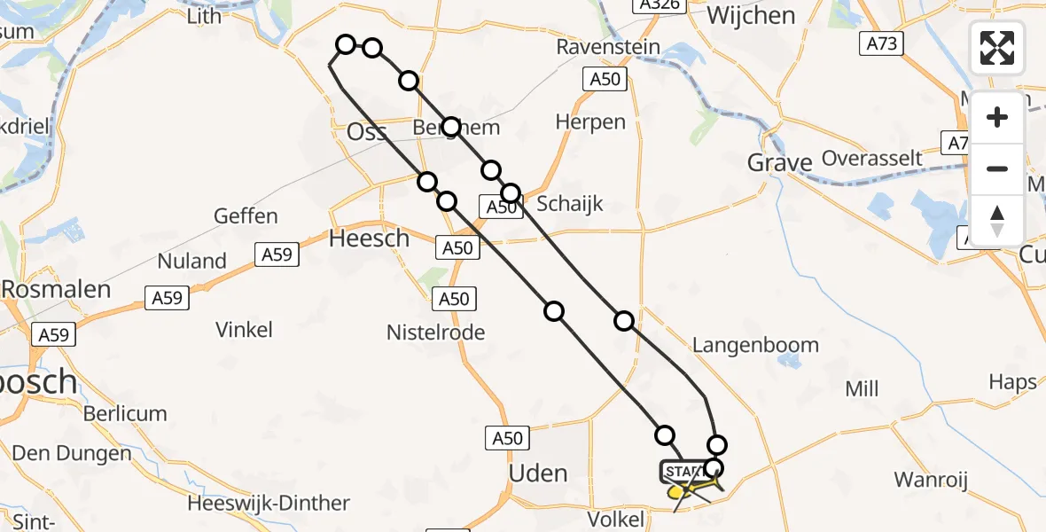 Routekaart van de vlucht: Lifeliner 3 naar Vliegbasis Volkel, Achter-Oventje