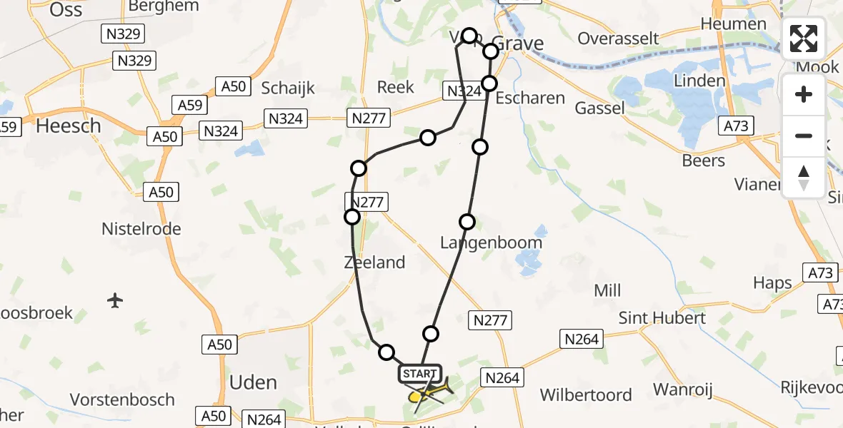 Routekaart van de vlucht: Lifeliner 3 naar Vliegbasis Volkel, Trentse Bossen