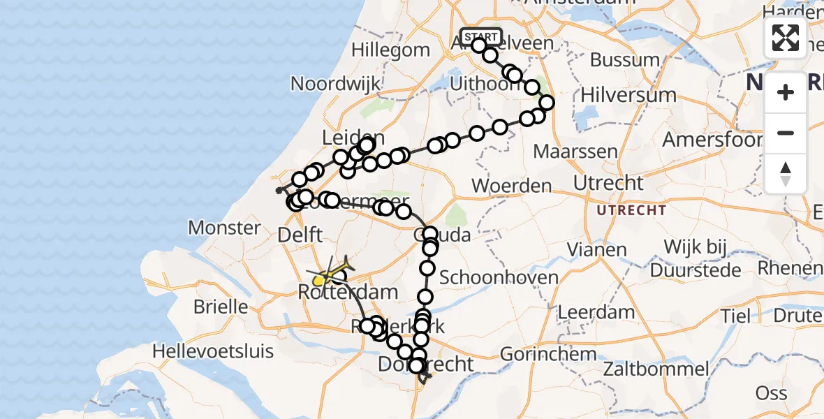 Routekaart van de vlucht: Politieheli naar Rotterdam The Hague Airport, Westerkimweg