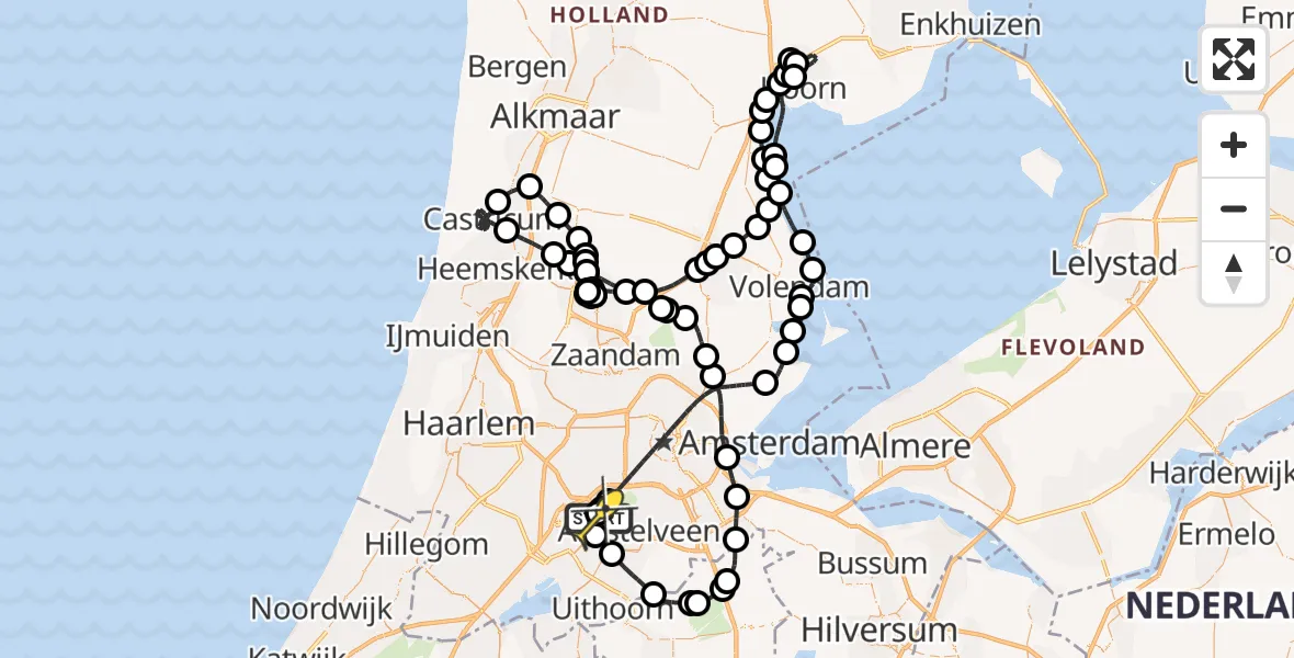Routekaart van de vlucht: Politieheli naar Schiphol, Thermiekstraat