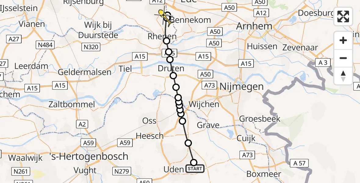 Routekaart van de vlucht: Lifeliner 3 naar Rhenen, Bovenste Trent