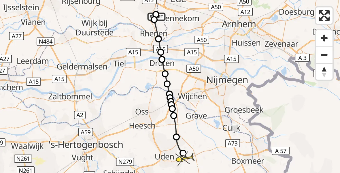 Routekaart van de vlucht: Lifeliner 3 naar Vliegbasis Volkel, Moleculenstraat