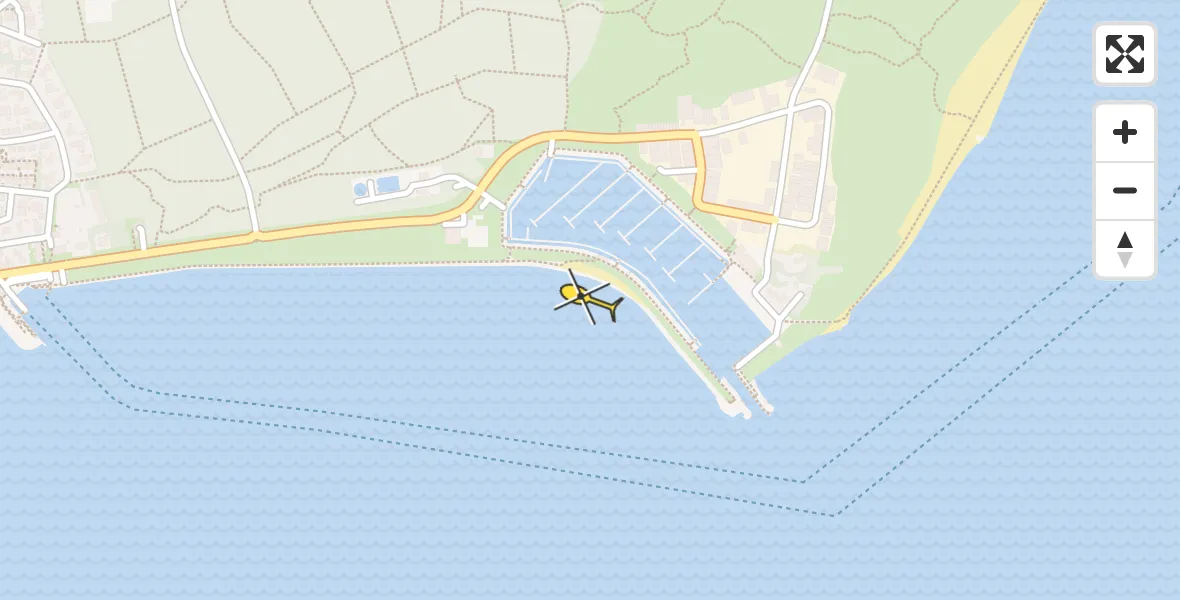 Routekaart van de vlucht: Ambulancehelikopter naar Vlieland Heliport