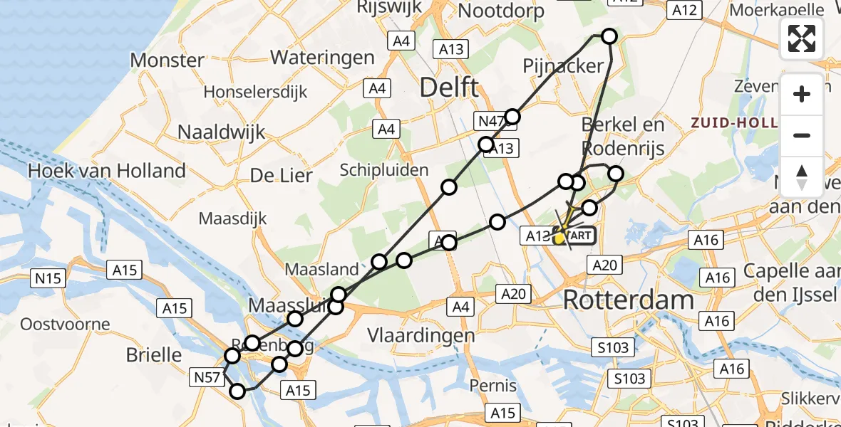 Routekaart van de vlucht: Lifeliner 2 naar Rotterdam The Hague Airport, Molenlaan
