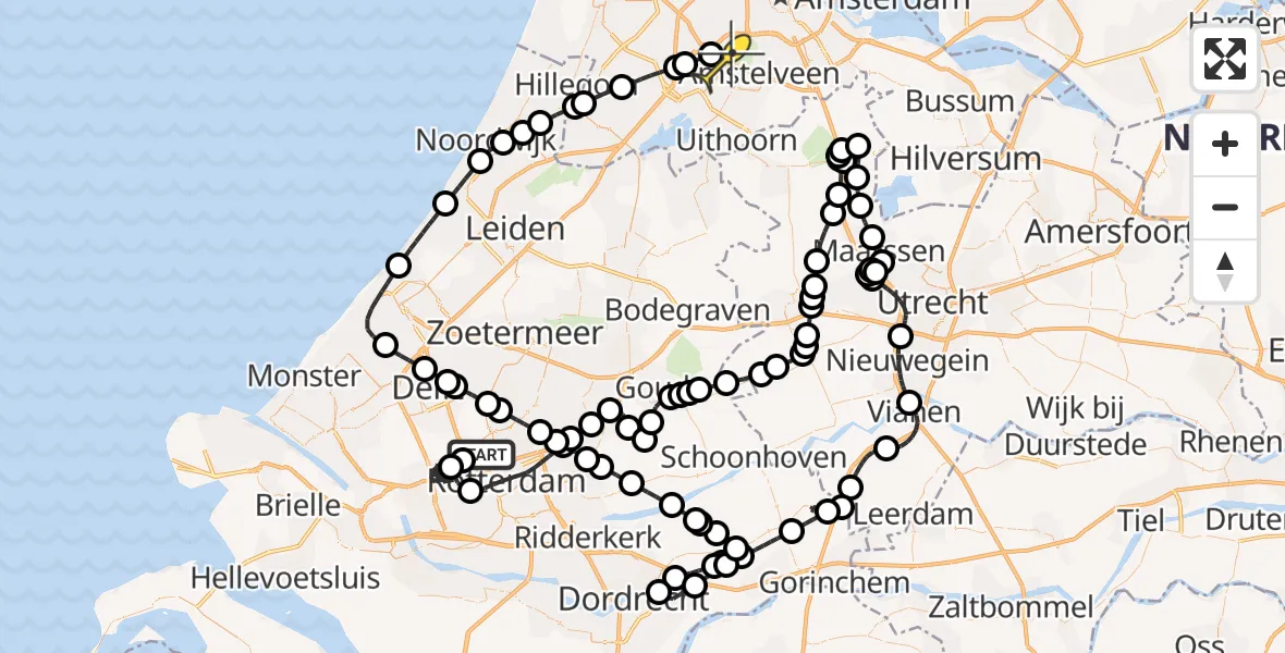 Routekaart van de vlucht: Politieheli naar Schiphol, Achterdijk