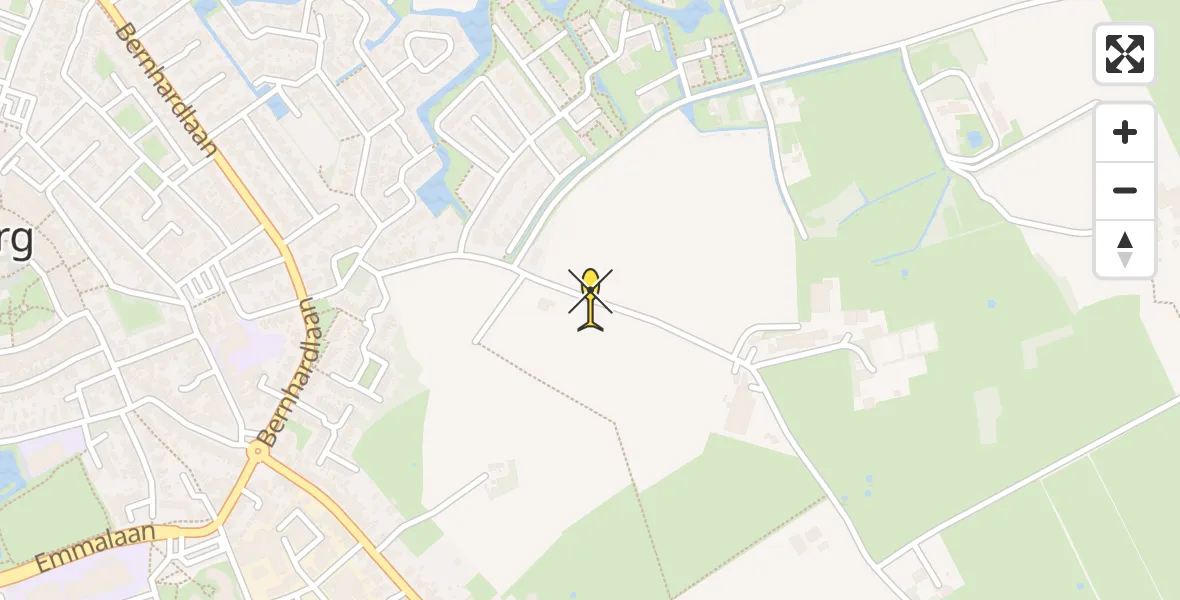 Routekaart van de vlucht: Ambulancehelikopter naar Den Burg