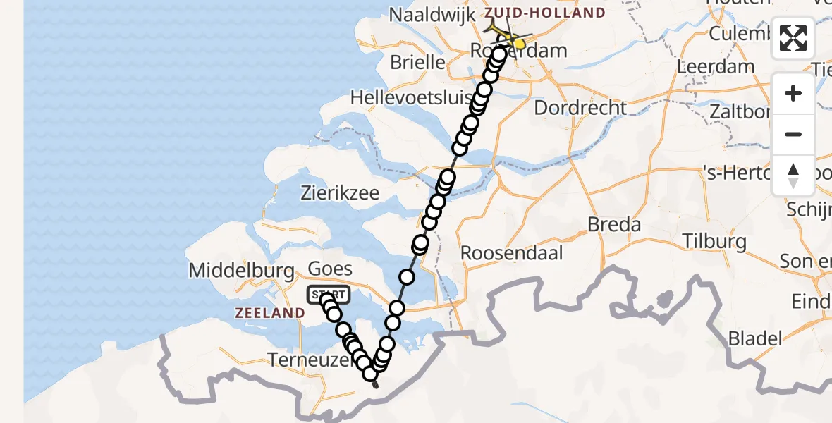 Routekaart van de vlucht: Lifeliner 2 naar Rotterdam The Hague Airport, Schoorkenszandweg