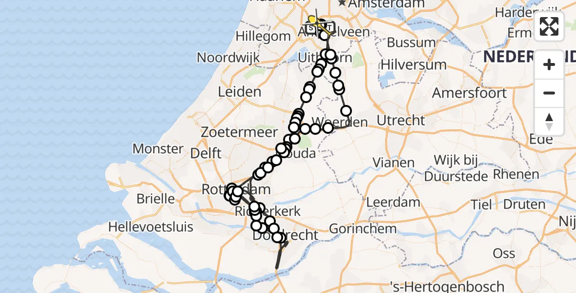 Vluchtroute Politiehelikopter van Schiphol naar Schiphol