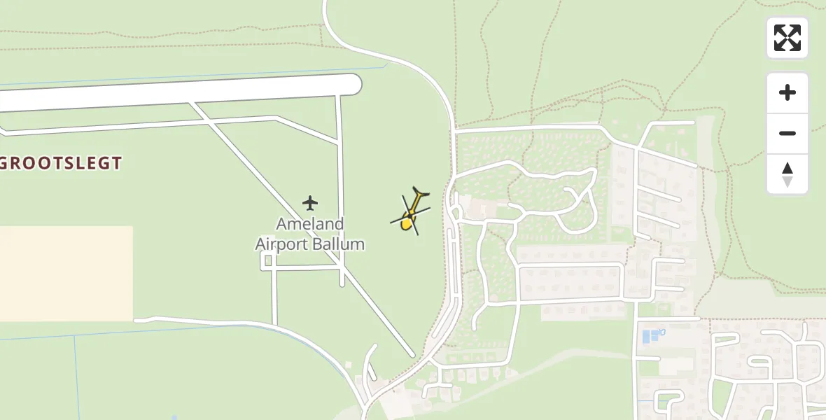 Routekaart van de vlucht: Ambulanceheli naar Ameland Airport Ballum