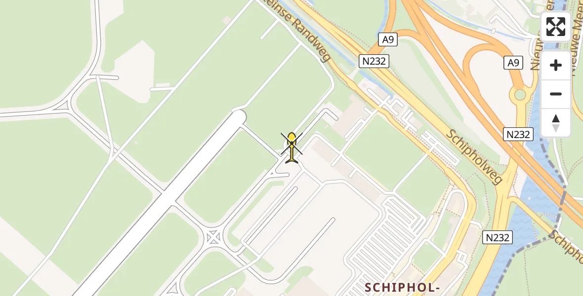 Routekaart van de vlucht: Politieheli naar Schiphol