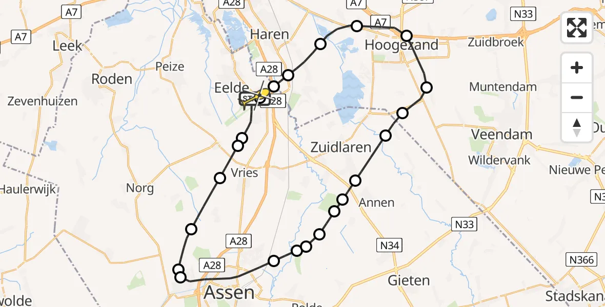 Routekaart van de vlucht: Lifeliner 4 naar Groningen Airport Eelde, Vissersweg