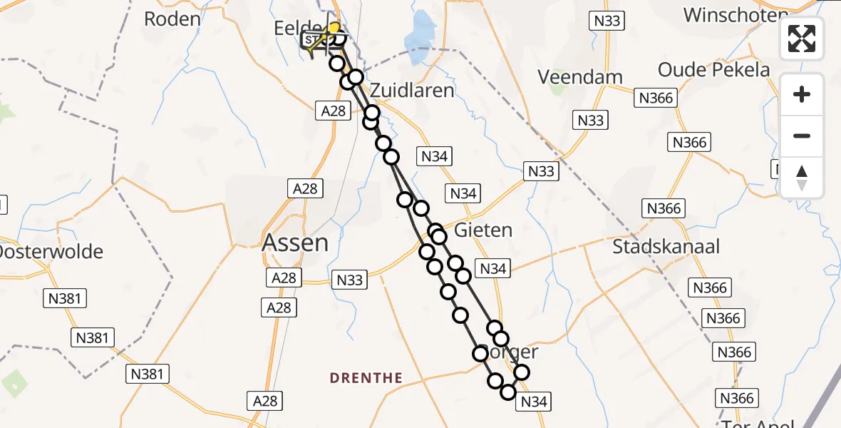 Routekaart van de vlucht: Lifeliner 4 naar Groningen Airport Eelde, Vissersweg