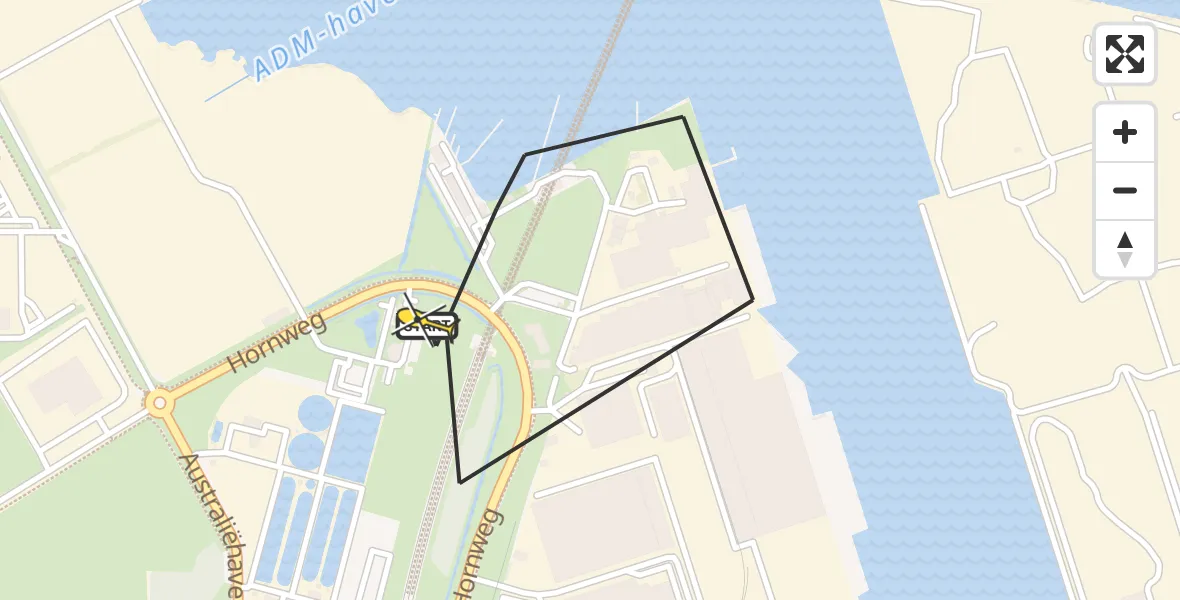 Routekaart van de vlucht: Lifeliner 1 naar Amsterdam Heliport, Hemtunnel