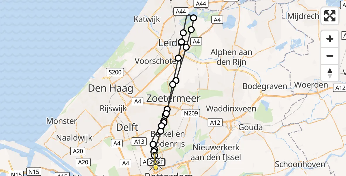 Routekaart van de vlucht: Lifeliner 2 naar Rotterdam The Hague Airport, Norremeer
