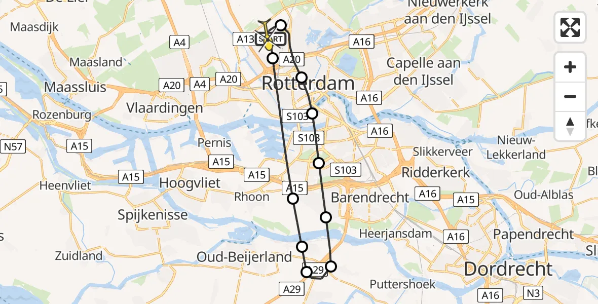 Routekaart van de vlucht: Lifeliner 2 naar Rotterdam The Hague Airport, Terletpad