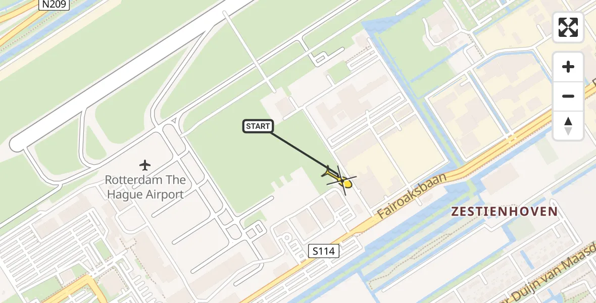 Routekaart van de vlucht: Lifeliner 2 naar Rotterdam The Hague Airport, Brandenburgbaan