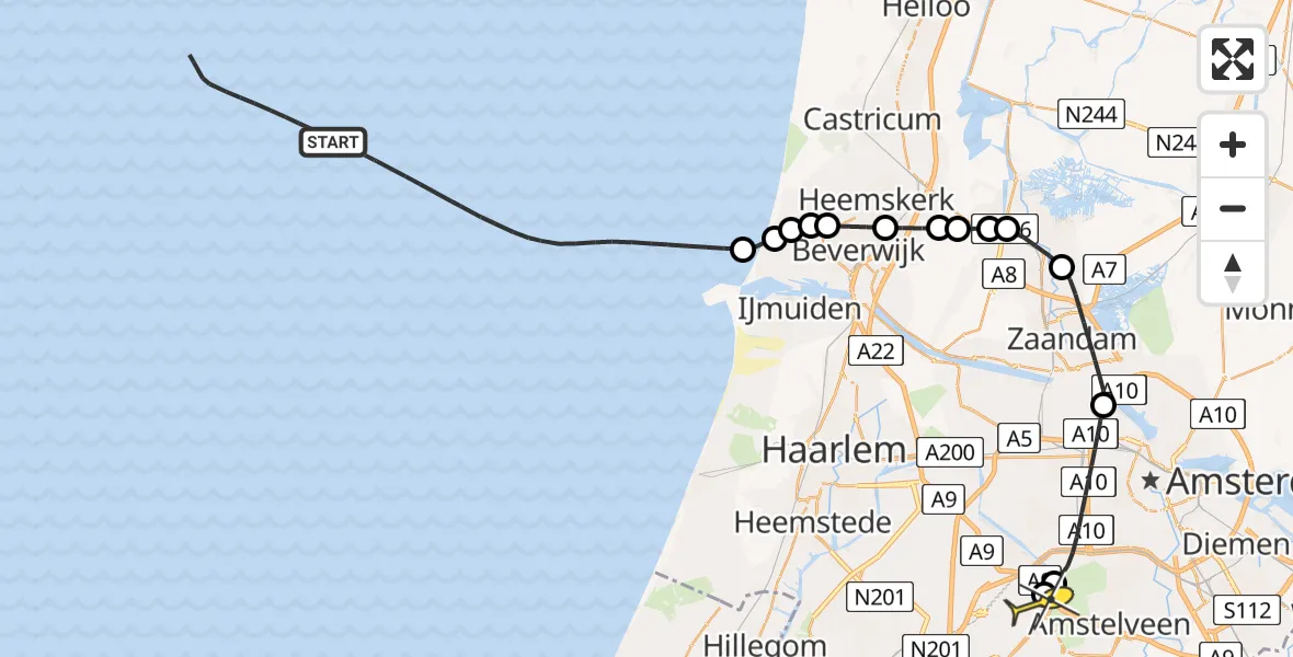 Routekaart van de vlucht: Politieheli naar Schiphol, Thermiekstraat
